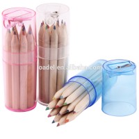 12pcs pencil with logo 3.5 inch natural pencil set gift plastic sharpener pencil case for kids