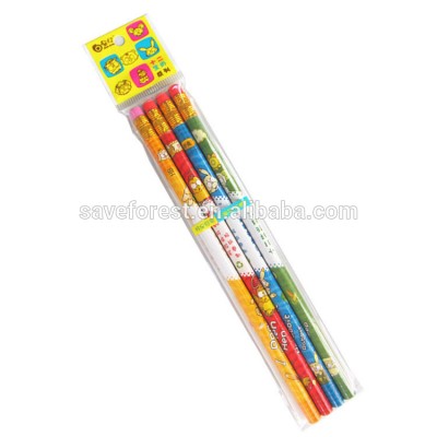 4 pieces cartoon design printing paper pencil for wholesale