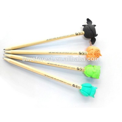 creative pencil with oversized bat and owl eraser topper