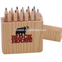 12pcs wooden box pencil mini natural wooden pencil box