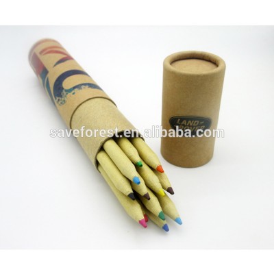 12 pcs kraft paper promotional color pencil  with paper tube