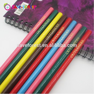 HB Lead  recycled Paper Pencil with Customer Golden Logo Printing on surface of colorful paint pencil rod